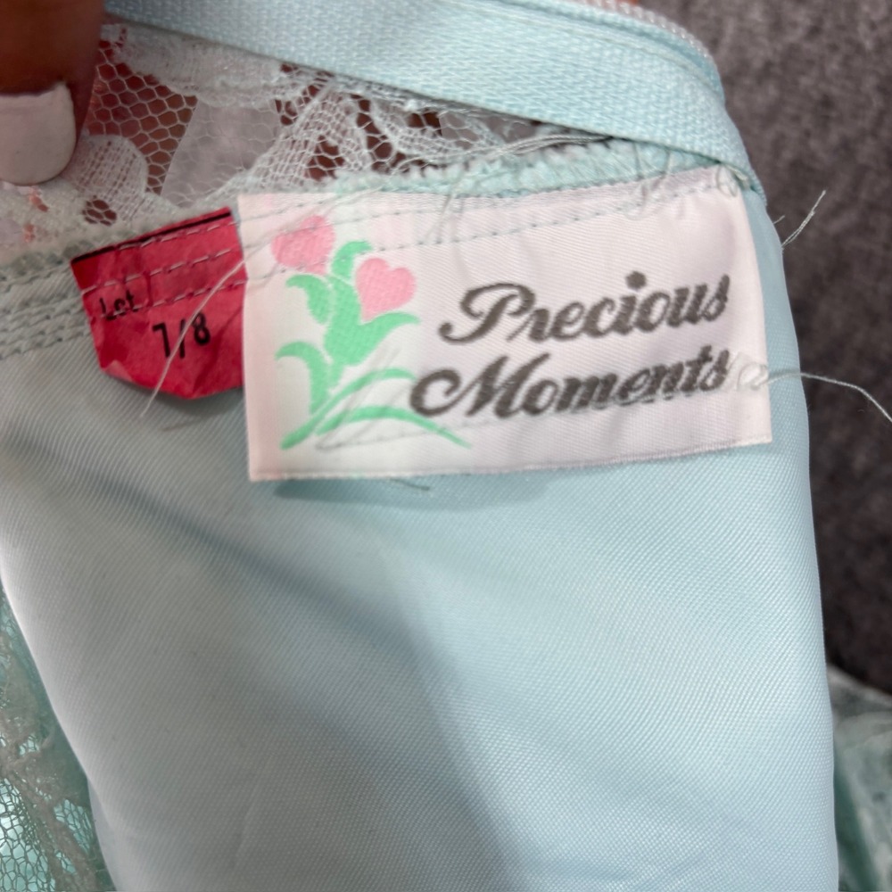 Vintage 70s Precious Moments Light Blue Lace Maxi Dress Prom Victorian 7/8 - Picture 5 of 7